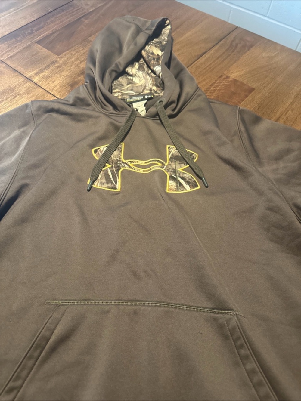 Under Armour Brown Hoodie with Real-tree Max 5 Camo-Trim Logo